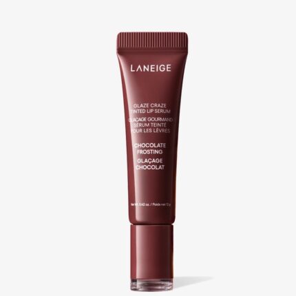 Laneige lip balm in chocolate frosting flavor placed in a cozy gift box setting