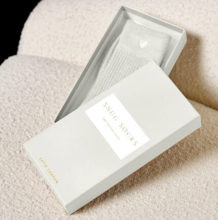 Katie Loxton snug socks in off white with ribbon wrap