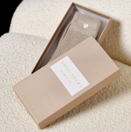 Taupe Katie Loxton snug socks folded with ribbon detail