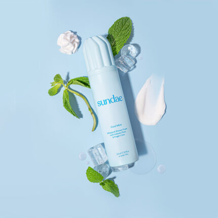 Sundae Cool Mint whipped shower foam with fresh minty tones and playful packaging
