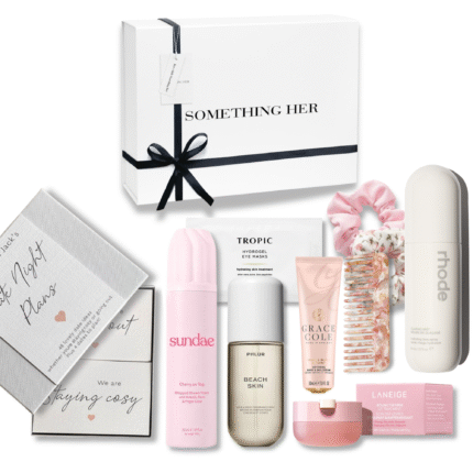 Something Sweet pamper gift box with beauty, skincare, and pink accessories
