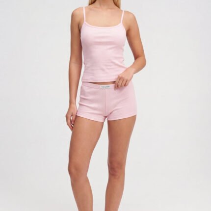 Dore & Rose Silhouette cotton short cami set in Nº 24 Rose Coton Size M