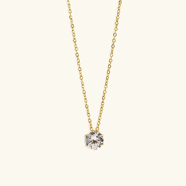 Avaria Kyla Solitaire Gold Necklace with a timeless solitaire pendant and elegant gold finish.