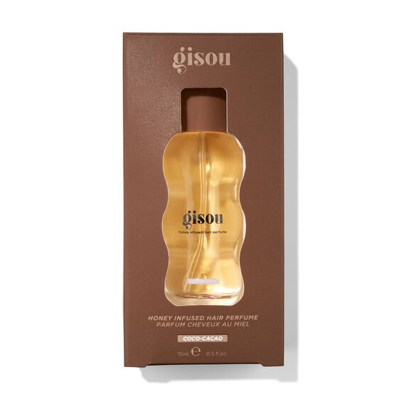IMG_2249 Gisou Hair Perfume Coco-Cacao 15ml honey-infused hair fragrance with coconut and cacao scent notes.