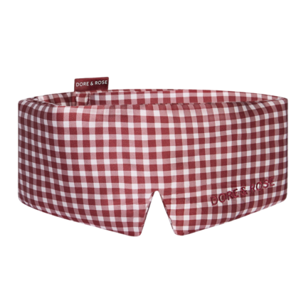 Dore & Rose Deep Sleep Eye Mask in Nº 50 Bordeaux Héritage Plaid print